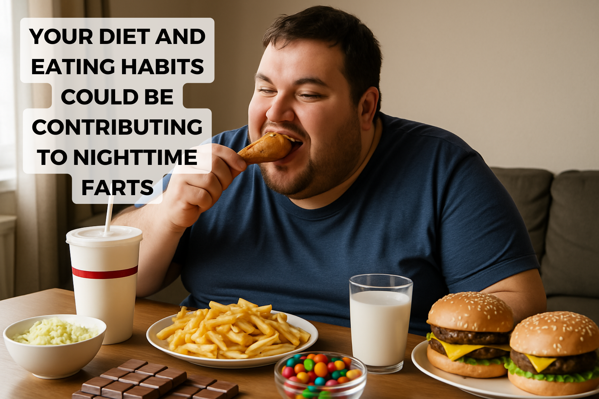 man eating unhealthy food